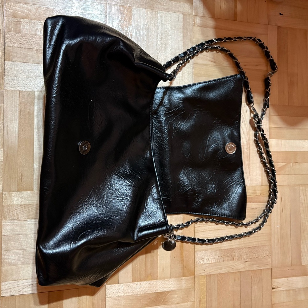Black Faux Leather Women's Bag